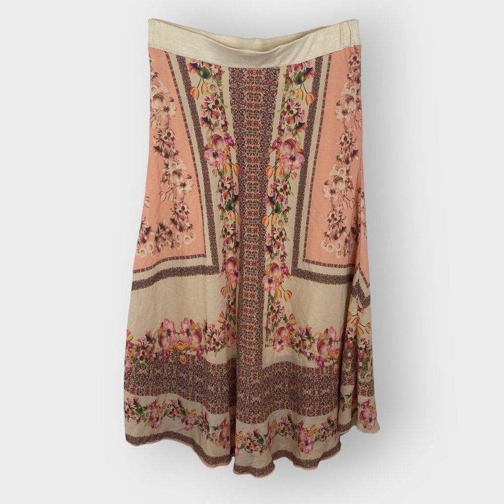 Vtg Y2K Lapis Maxi Skirt | Large | Floral Chiffon | USA | Fairy Cottage Boho